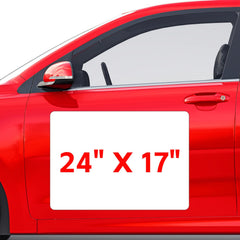 AzReference front view of two 24x17 magnets showing printable white surface and benefit of clear branding