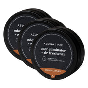 Azuna pod front packaging showing Spanish Leather scent and benefits