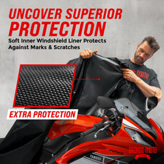 Badass Moto close-up taped seam shows waterproof protection benefit