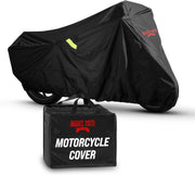 Badass Moto front view of cover fits mid-size bike, protects finish