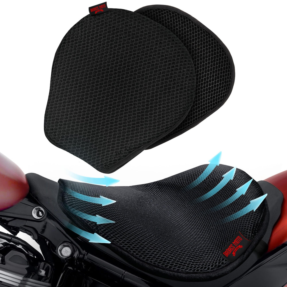 Badass Moto front view of cooling seat cushion showing fit and profile benefit