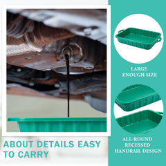 Baderke pan in use under car catching oil, keeping workspace tidy and spill-free