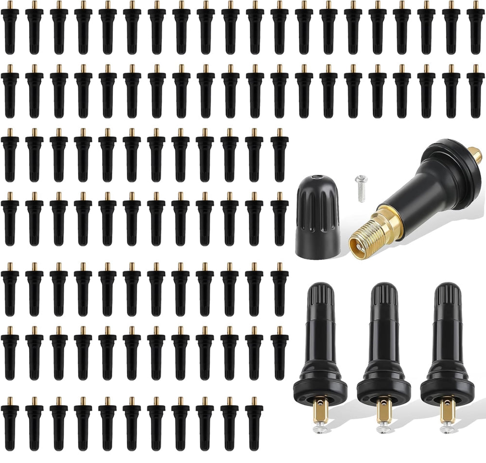 Baieasy front packaging showing 100-piece TPMS stems and quick inventory benefit