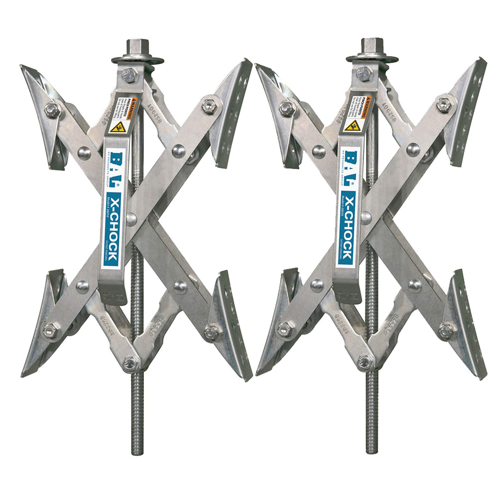 BAL X-Chock front view of assembled pair showing compact profile and stability
