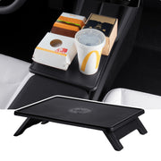 BASENOR front view tray on Tesla console showing secure fit and convenience