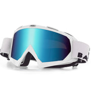BATFOX front view of goggles showing full frame and strap, secure fit benefit