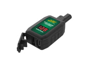 Battery Tender front connector showing SAE plug and dual USB ports for easy charging