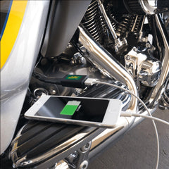 Battery Tender adapter plugged into motorcycle SAE connector delivering convenient power