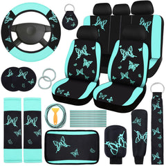 BBTO front seat cover mint green butterfly protecting seats stylishly