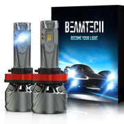 BEAMTECH front packaging showing the H11/H8/H9 2-pack and quick install benefit