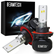 BEAMTECH front view of H13 9008 bulbs showing compact two-piece kit and benefit of easy installation