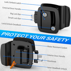 BEBOBLY interior view of rotating deadbolt showing quick release safety benefit