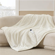 Bedsure ribbed heated throw front view showing cozy texture and warmth