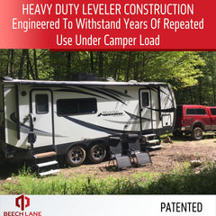 Beech Lane in-use photo of trailer tire backed onto leveler showing easy, precise lift