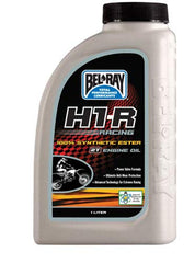 Bel-Ray H1-R on racing two-stroke motorcycle demonstrating performance