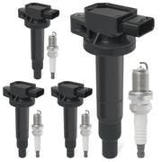 BELKEBIR front kit packaging showing four coil packs and four iridium spark plugs for easy identification and fast replacement
