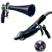 BEMEIS front view of blow and vacuum gun showing ergonomic handle and controls for faster cleaning