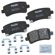 Bendix front packaging showing included brake pads and hardware, ensures OE fit