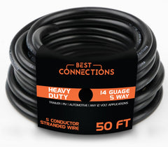 BEST CONNECTIONS front packaging showing 5-way 50ft cable and benefits