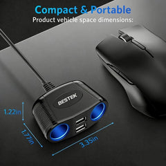 BESTEK detail of dual USB ports emphasizing fast 2.4A charging for phones