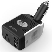 BESTEK front panel showing AC outlet and USB ports for versatile charging