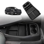 BestEvMod front view of lower console tray showing clean fit and accessible compartments