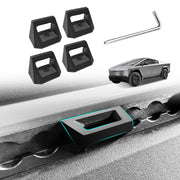 BestEvMod front packaging showing four Cybertruck bed rail hooks and included driver for easy setup