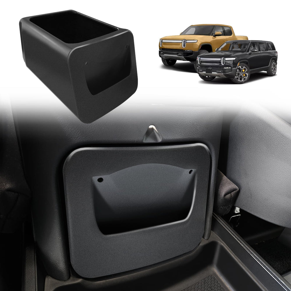 BestEvMod front view installed in Rivian, showing clean OEM fit and secure storage