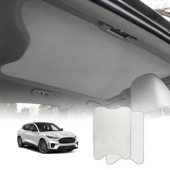 BestEvMod sunshade installed on Mach‑E sunroof showing neat fit and heat reduction