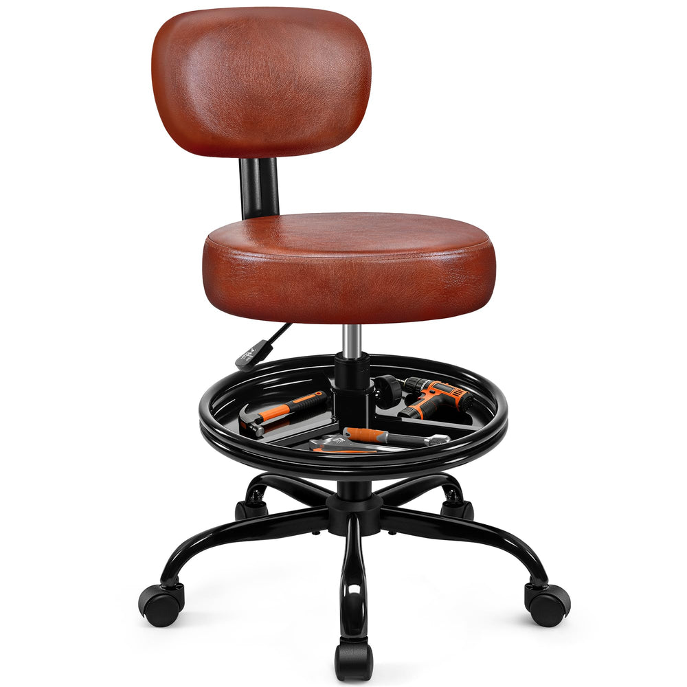 BestGlory front view of shop stool showing compact design and mobility benefit