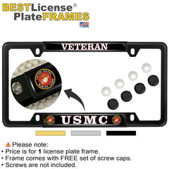 BestLicensePlateFrames close-up of USMC artwork under clear protective dome