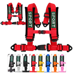 BESTZHEYU front view of two red 4-point harnesses showing complete set and fit benefit