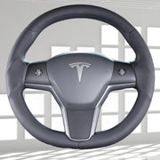 BEWEYOU front view on Tesla steering wheel shows clean sport upgrade benefit