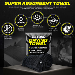 Beyond Braid towel being used on car hood delivering streak-free, scratch-safe drying