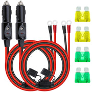 BFXM front view plug pair showing two heavy duty 12V plugs and benefits durable connection