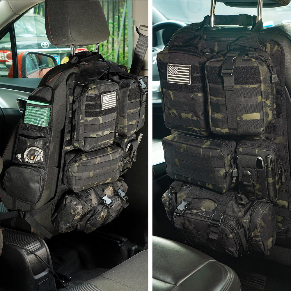 BIAOXMAW front view of seat back organizer showing modular storage and quick access benefit