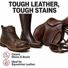 Bickmore cleaning boots before and after showing stain removal benefit