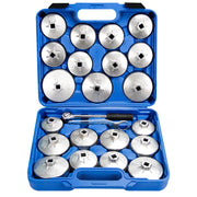 Bicos front packaging showing full 23-piece oil filter wrench set for organized storage and quick selection