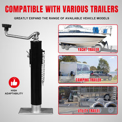 BIG RED jack mounted on trailer tongue demonstrating secure welded fit