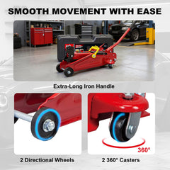 BIG RED handle with blow-mold case for easy transport and protected storage benefit portability