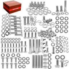 BIGLKNM front packaging of 211-piece Chevy small block bolt kit showing contents organization and convenience