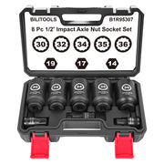 BILITOOLS front packaging showing full 8-piece axle socket set and case, quick identification benefit