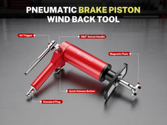 BILITOOLS tool in use on car caliper demonstrating safe, controlled piston retraction