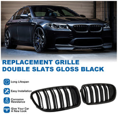 BILLDIO F10 grille installed on BMW bumper demonstrating improved front styling