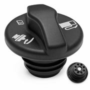 Billet Proof Designs front view of black vented gas cap showing OEM-style look and fit