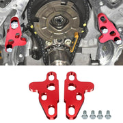 BILLFARO front view of billet oil pump girdle showing mounting fit and strength