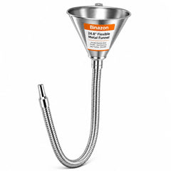 Binazon funnel front view showing galvanized finish and wide mouth for stable pours