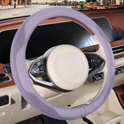 Binsheo front packaging view showing purple steering wheel cover and fit benefit