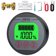 BINTA front display panel showing charge percentage and voltage, easy status reading