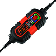 BLACK+DECKER BM3B front view showing compact charger and indicator lights, reliable storage benefit